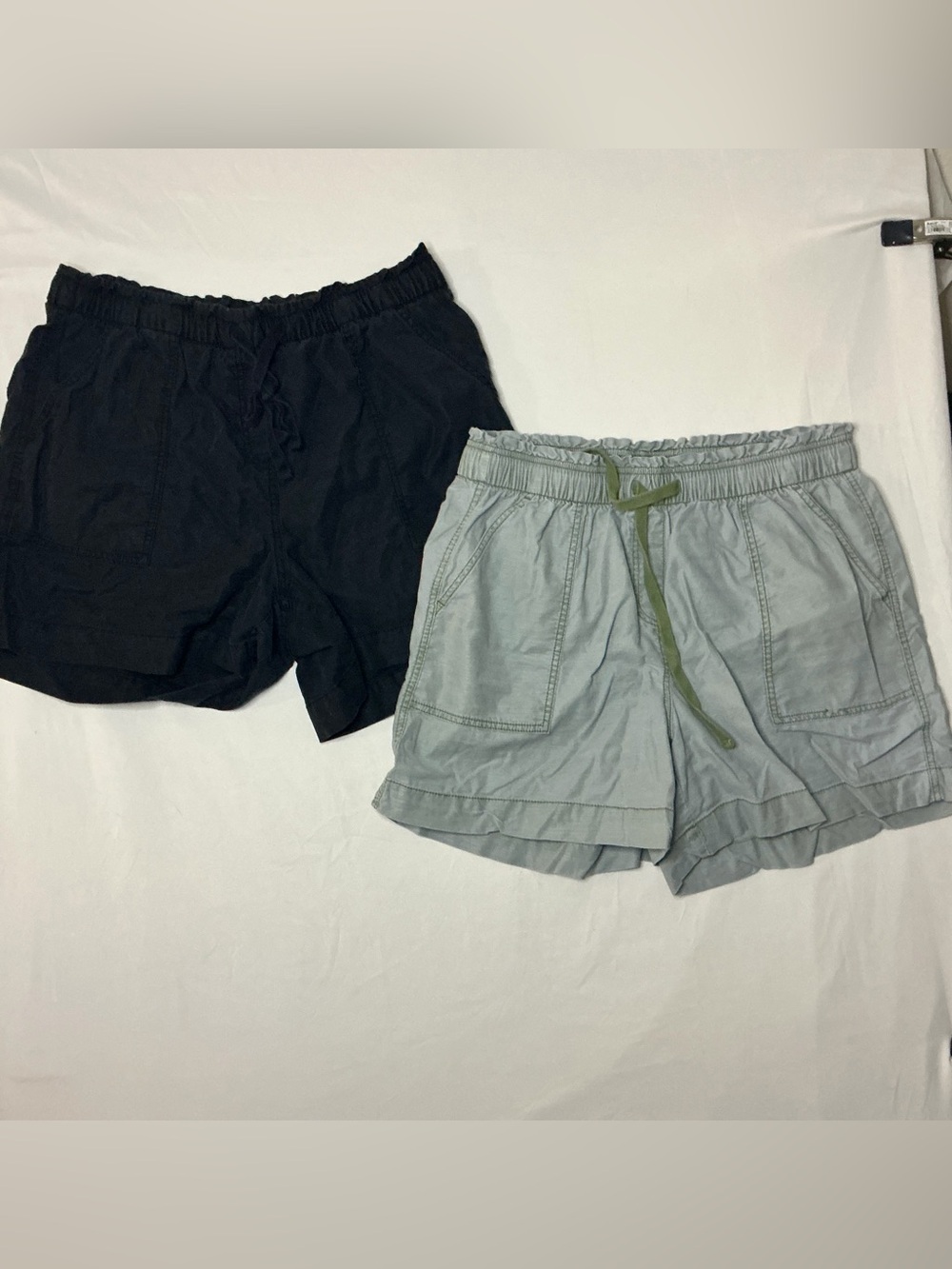 Lane Bryant Two-Pack Elastic-Waist Shorts in Black and Light Gray-Green